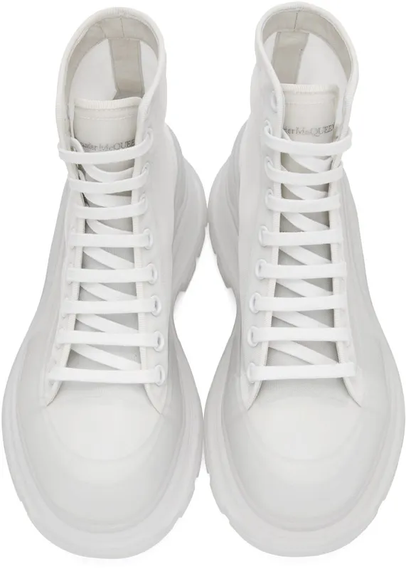 Alexander McQueen Off-White Mesh Tread Slick High Sneakers (662671W4Q31)