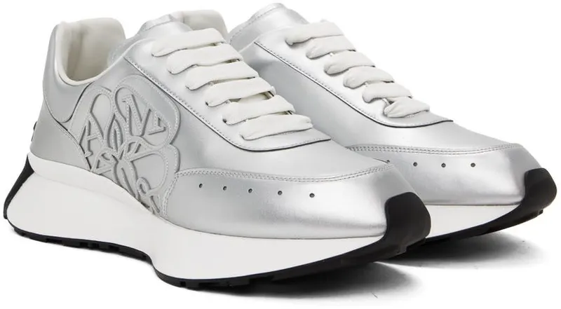 Alexander McQueen Silver Sprint Runner Sneakers (711104W4SL4)