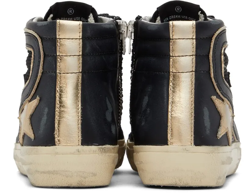 Golden Goose SSENSE Exclusive Black & Gold Slide Sneakers (F00116.F001886.90200)