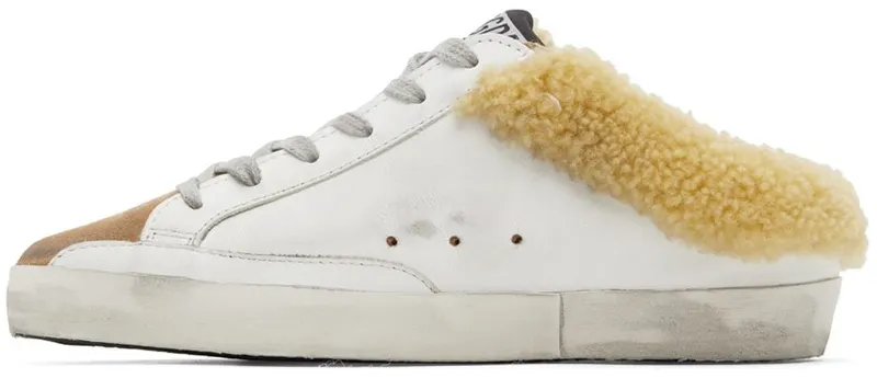 Golden Goose SSENSE Exclusive Brown & White Shearling Super-Star Sabot Sneakers (GWF00110.F003598.10385)