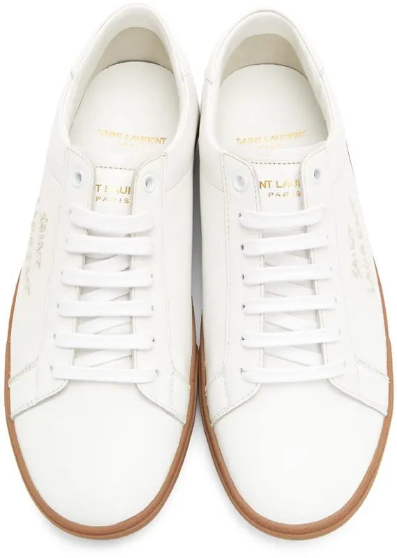 Saint Laurent White & Brown Court Classic SL/06 Sneakers (610685 00N00)