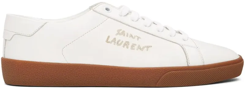 Saint Laurent White & Brown Court Classic SL/06 Sneakers (610685 00N00)