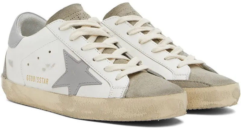 Golden Goose White & Gray Super-Star Classic Low-Top Sneakers (GMF00102.F003210.11179)