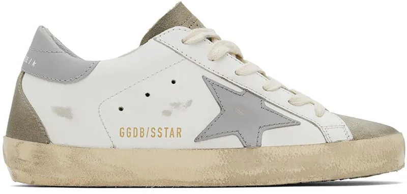 Golden Goose White & Gray Super-Star Classic Low-Top Sneakers (GMF00102.F003210.11179)