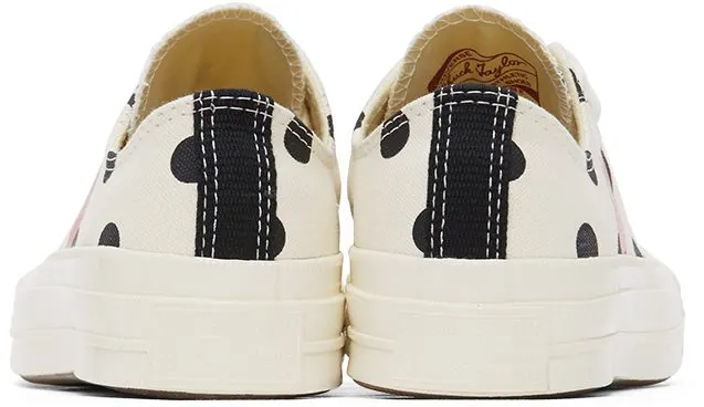 Comme des Garçons Play White Converse Edition Polka Dot Heart Chuck 70 Low Sneakers (K114)