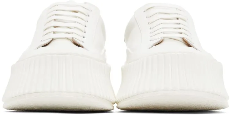 Jil Sander White Leather Platform Sneakers (JS32108A_13034)