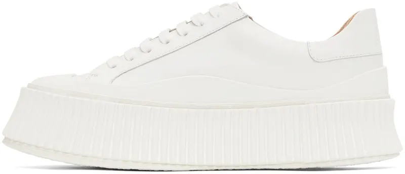 Jil Sander White Leather Platform Sneakers (JS32108A_13034)