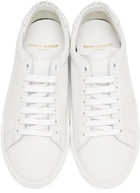 Saint Laurent White Python Court Classic Sneakers (640670 0ZS11)
