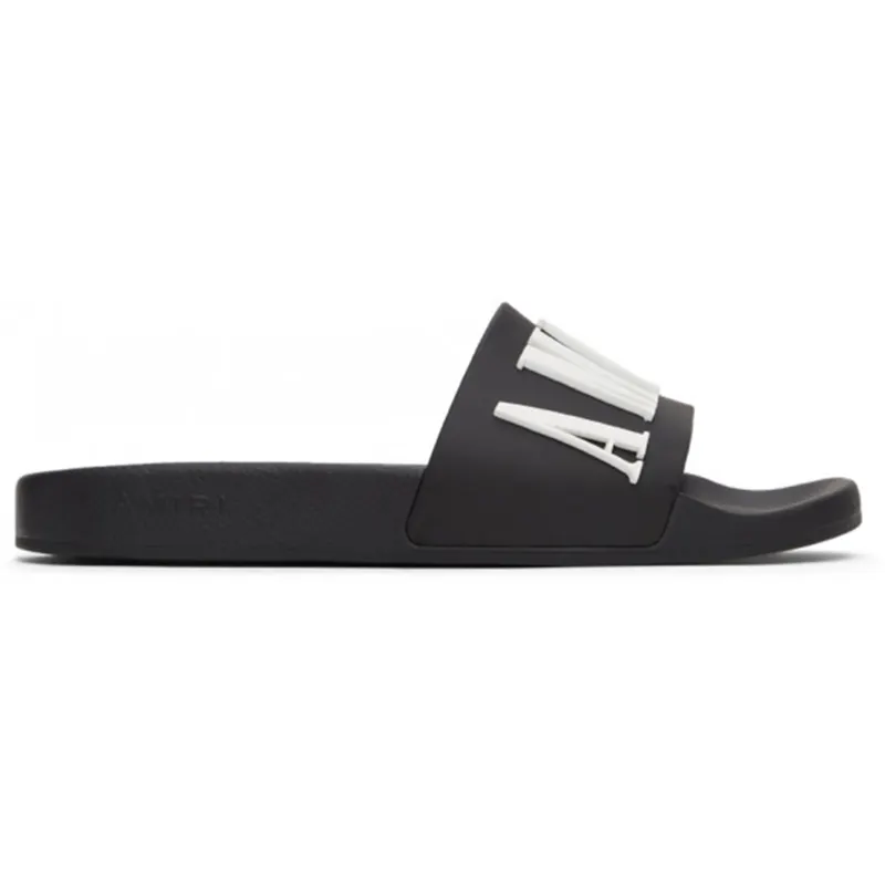 AMIRI Pool Slide Debossed Logo Black Black White (PS22MFF001-004)