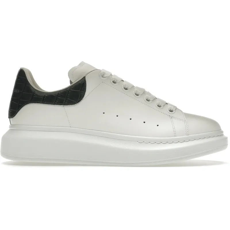 Alexander McQueen Oversized White Forest Green Embossed Croco (625162WIAFX9448)