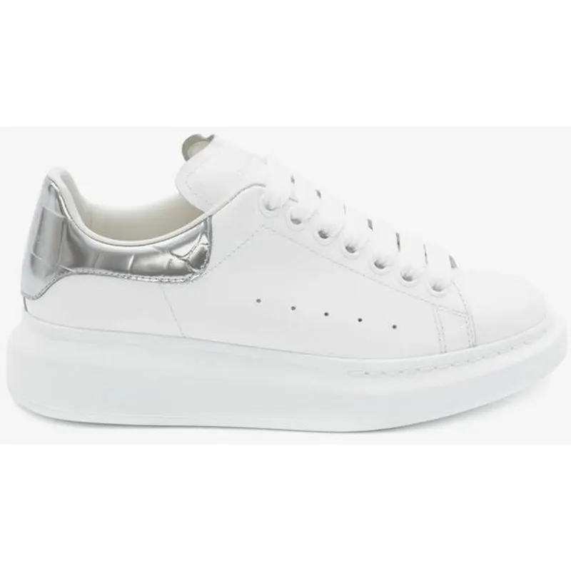 Alexander McQueen Oversized White Silver Croco (W) (553770WHYBQ9071)