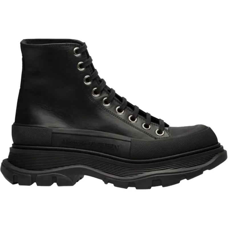 Alexander McQueen Tread Slick Boot Leather Black Black (W) (633900 WHZ62 1081)