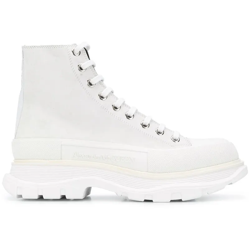 Alexander McQueen Tread Slick Boot Leather White White (627206WHBGN / 705659W4MV2)
