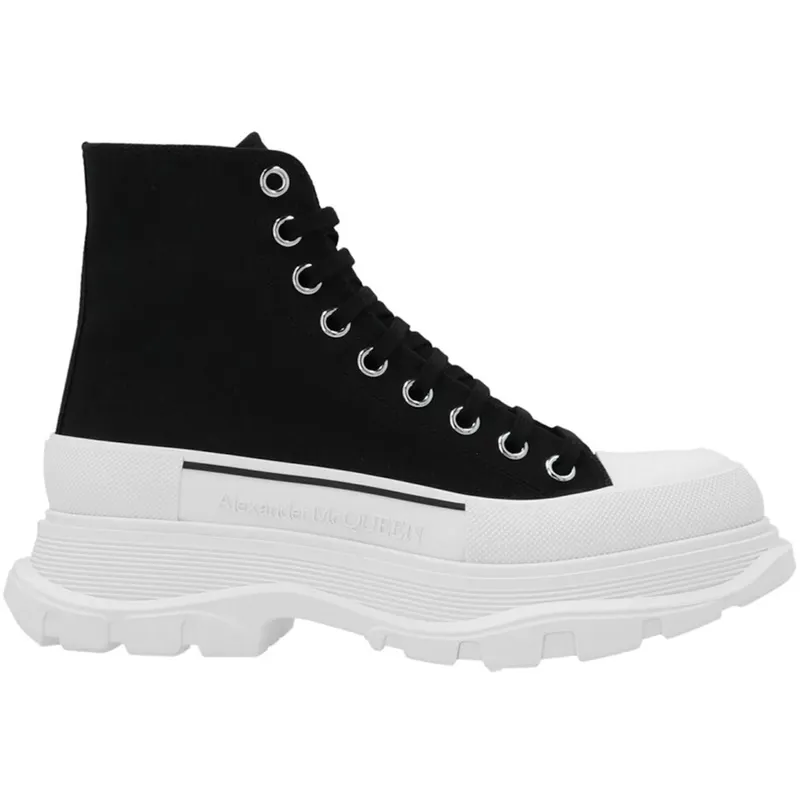 Alexander McQueen Tread Slick Lace Up Boot Black White (W) (611706W4MV21070)
