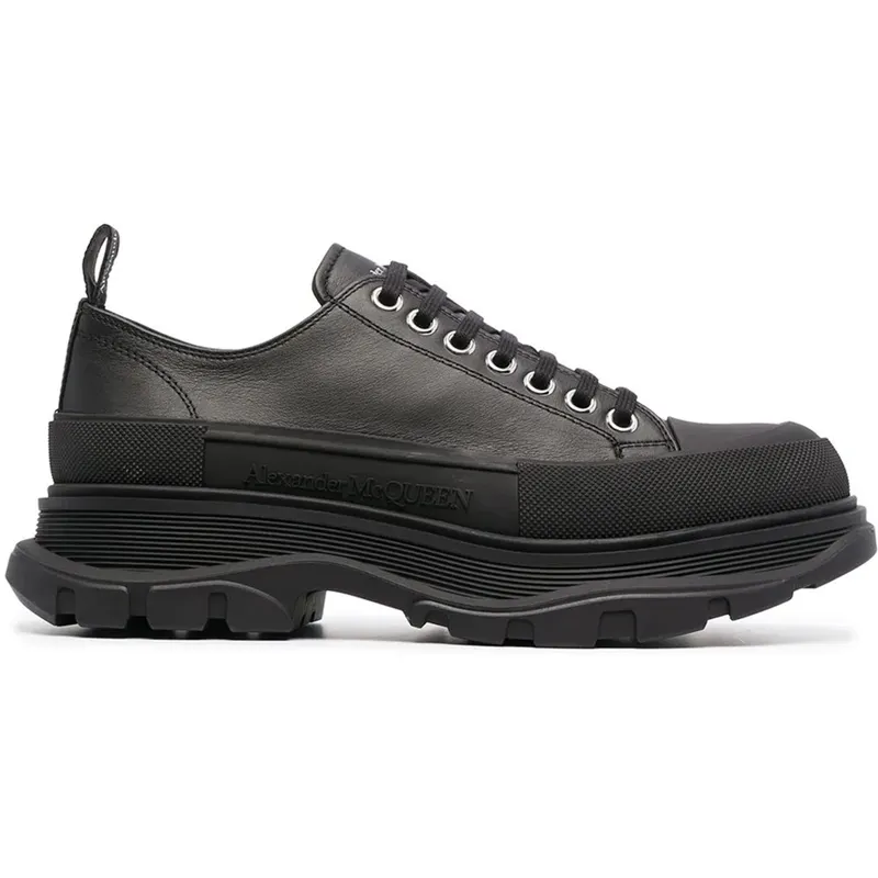 Alexander McQueen Tread Slick Low Lace Up Leather Triple Black (627225 WHZ62 1081)