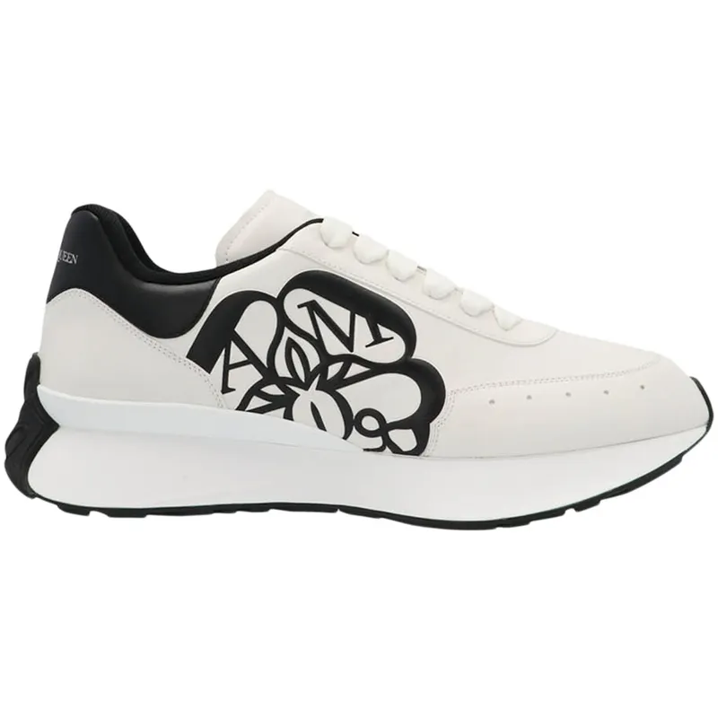 Alexander McQueen Sprint Runner Logo Print White Black (691342WIC959061)