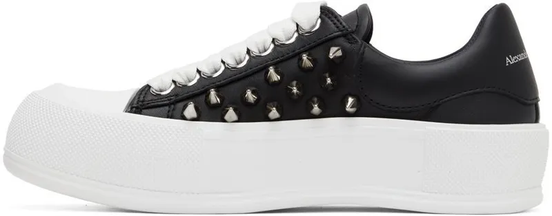 Alexander McQueen Black & White Deck Plimsoll Sneakers (708083WHT9K)