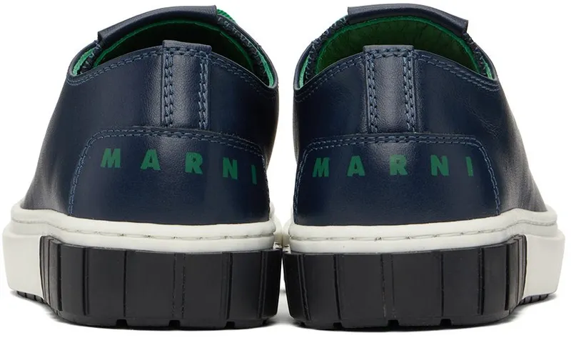 Marni Kids Navy Logo Lace Sneakers (69019)