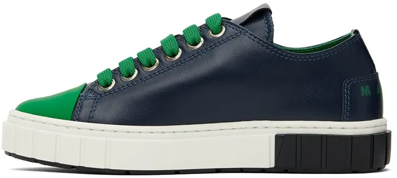 Marni Kids Navy Logo Lace Sneakers (69019)