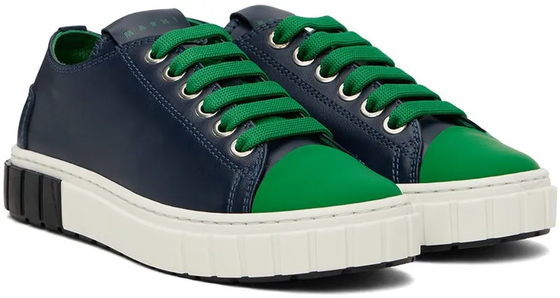 Marni Kids Navy Logo Lace Sneakers (69019)