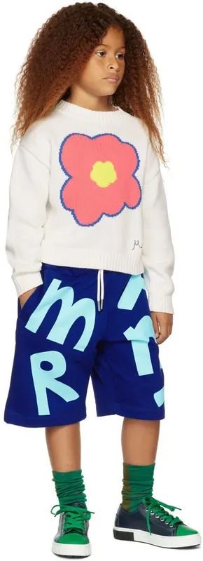 Marni Kids Navy Logo Lace Sneakers (69019)