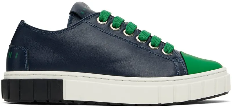 Marni Kids Navy Logo Lace Sneakers (69019)