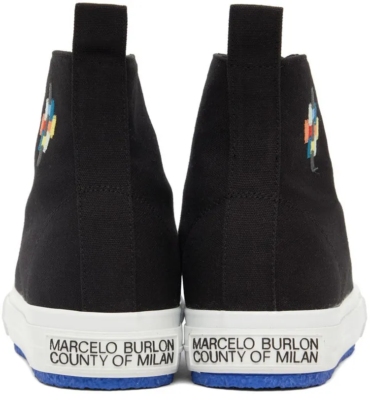 Marcelo Burlon County of Milan Black Cross Vulcanized Sneakers (CMIA094S22FAB0011001)