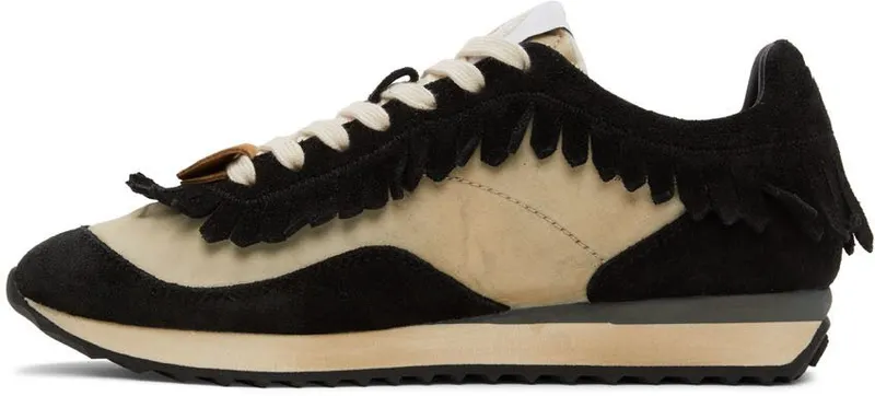 Palm Angels Off-White & Black Fringe Runner Sneakers (PMIA059S22LEA0010110)
