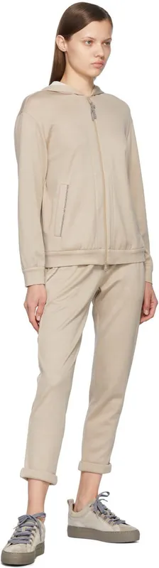 Brunello Cucinelli Taupe Suede Low-Top Sneakers (MZSFG2292P)