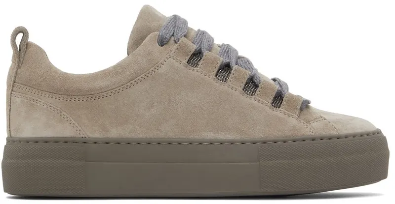 Brunello Cucinelli Taupe Suede Low-Top Sneakers (MZSFG2292P)