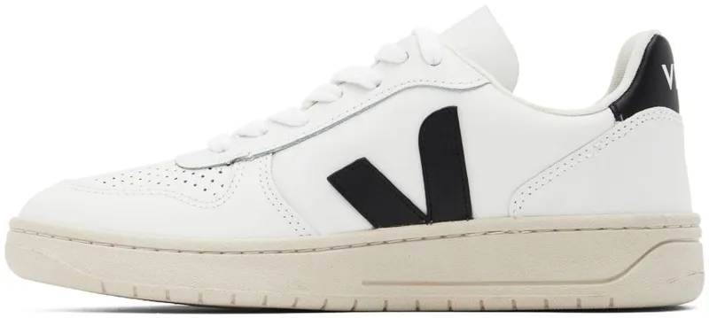 VEJA White & Black V-10 Sneakers (VX0200005)