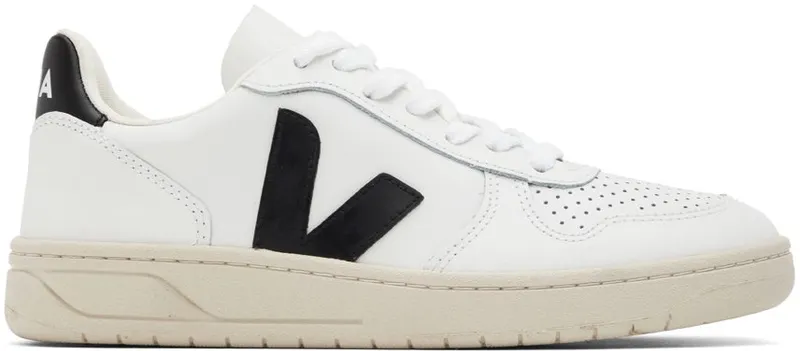 VEJA White & Black V-10 Sneakers (VX0200005)