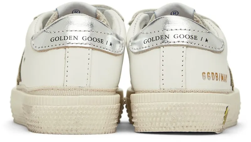 Golden Goose Baby White & Taupe May School Sneakers (GJF00198.F002803.10876)