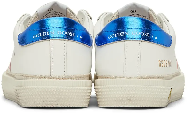 Golden Goose Kids White & Orange May Print Star Sneakers (GYF00299.F002816.10970)