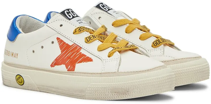 Golden Goose Kids White & Orange May Print Star Sneakers (GYF00299.F002816.10970)
