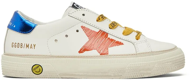 Golden Goose Kids White & Orange May Print Star Sneakers (GYF00299.F002816.10970)