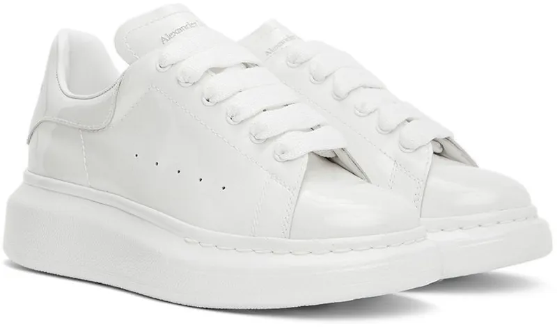Alexander McQueen Kids White Glitter Oversized Sneakers (687061WHYC2)