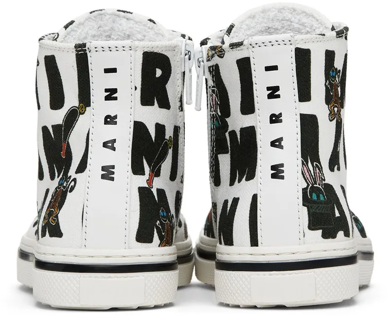 Marni Kids White Graphic High Sneakers (70401)