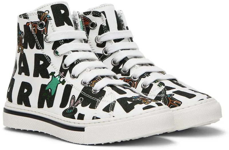 Marni Kids White Graphic High Sneakers (70401)