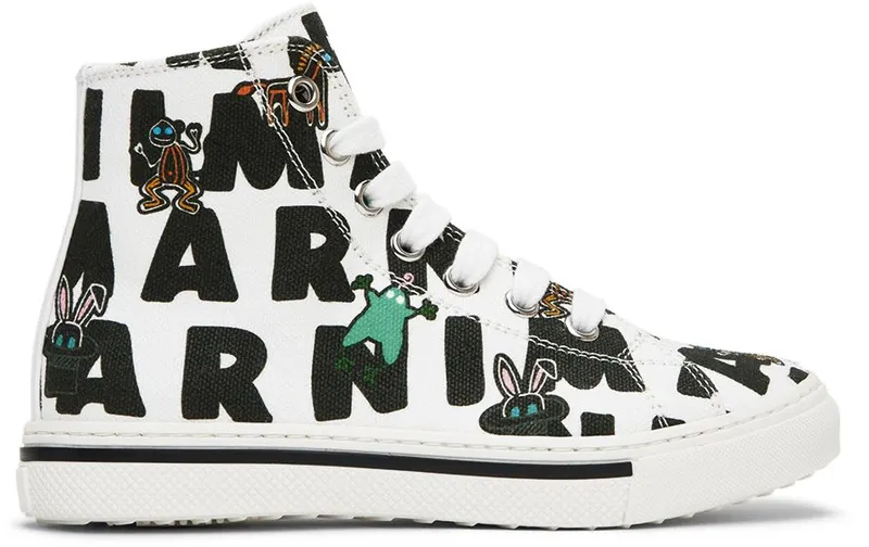 Marni Kids White Graphic High Sneakers (70401)