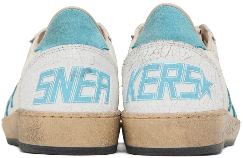 Golden Goose White & Blue Ball Star Low-Top Sneakers (GMF00117.F002508.10891)