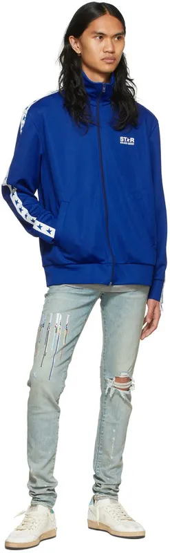 Golden Goose White & Blue Ball Star Low-Top Sneakers (GMF00117.F002508.10891)