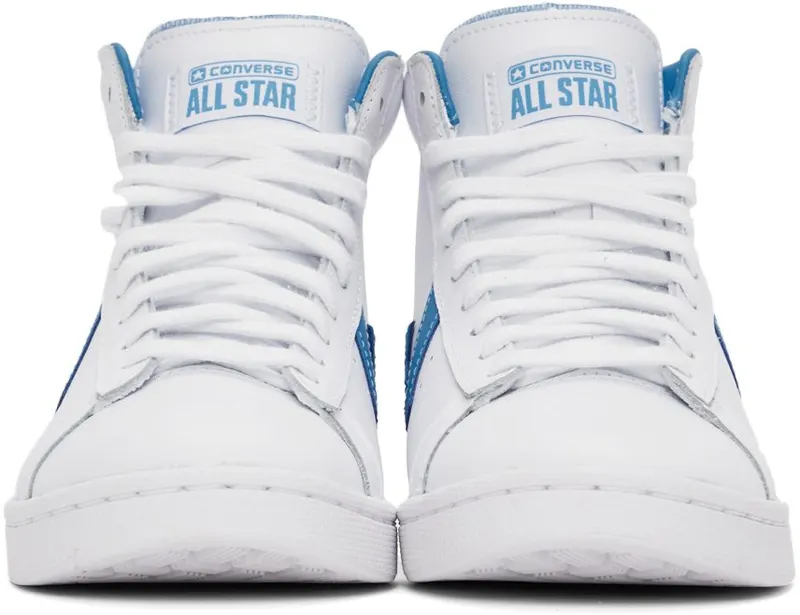 Converse White & Blue Pro Leather High Sneakers (166813C)