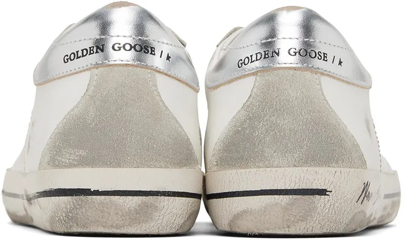 Golden Goose White & Blue Super-Star Print Low-Top Sneakers (GMF00274.F002537.1090)