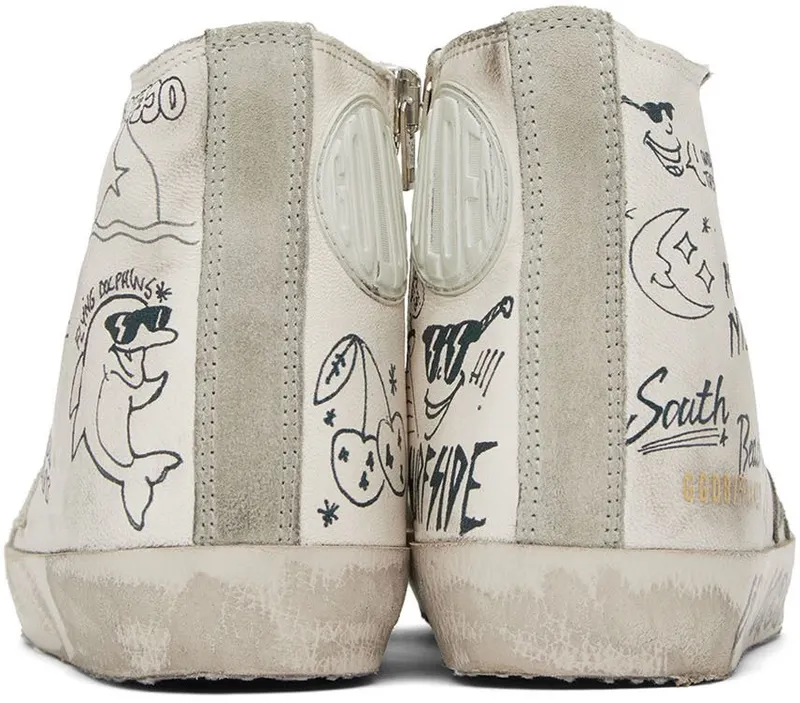 Golden Goose White & Gray Francy Classic High-Top Sneakers (GMF00113.F002669.10220)