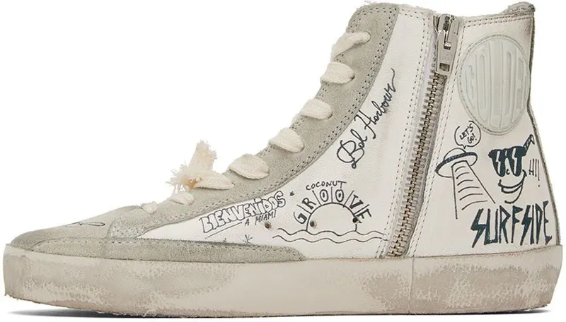 Golden Goose White & Gray Francy Classic High-Top Sneakers (GMF00113.F002669.10220)