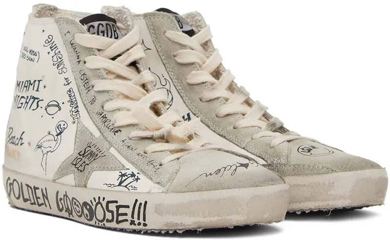 Golden Goose White & Gray Francy Classic High-Top Sneakers (GMF00113.F002669.10220)