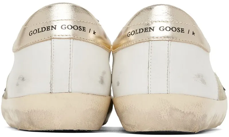 Golden Goose White & Green Super-Star Double Quarter Low-Top Sneakers (GMF00103.F002532.81524)
