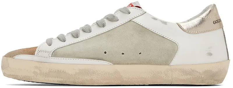Golden Goose White & Green Super-Star Double Quarter Low-Top Sneakers (GMF00103.F002532.81524)