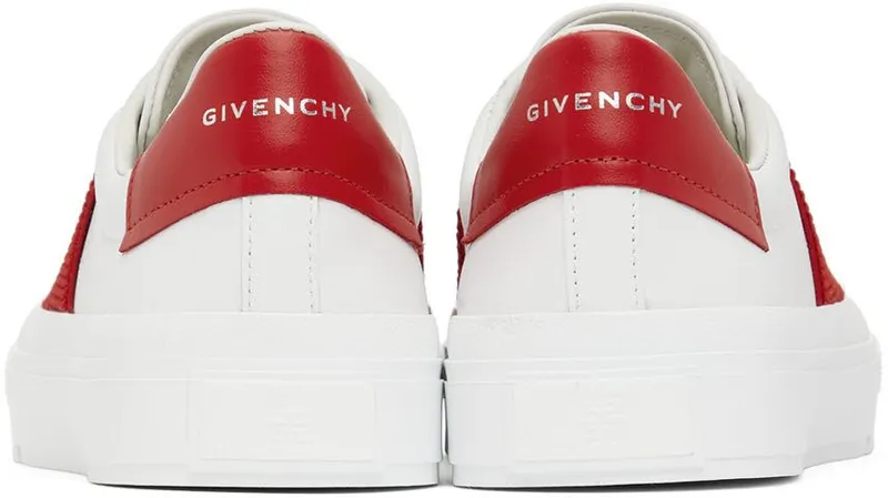 Givenchy White & Red City Sport Low-Top Sneakers (BH005XH19R112)